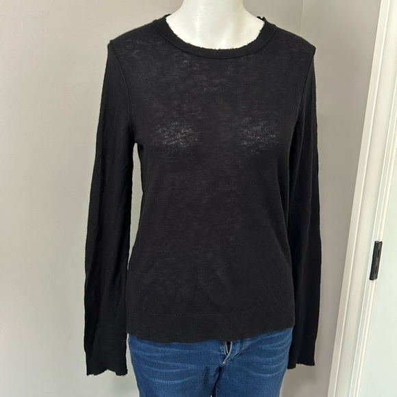 Zadig and Voltaire Cashmere Black Crewneck Sweater ZV Logo Long Sleeve - Picture 1 of 10